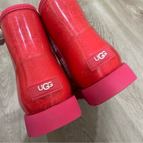 NEW! UGG New Classic Mini Waterproof Clear Boot Hibiscus Pink - Picture 7 of 15
